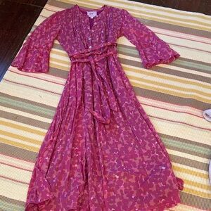 XS Banjanan Dress Midi Pinks and Tan